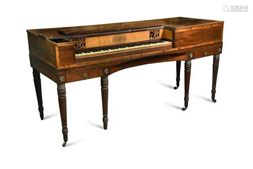 A George IV mahogany and satinwood crossbanded square piano, by Thomas Tomkison, Dean Street, Soho,