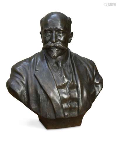 After Frans Huygelen, a bronze portrait bust, possibly of Lenin, circa 1920,