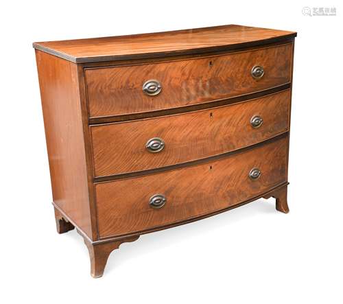 A Regency mahogany bow front chest,