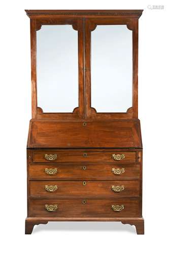 A George III mahogany bureau bookcase,