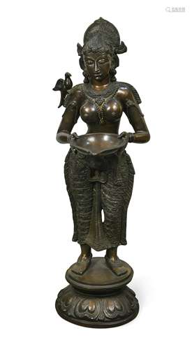 A large bronze figure of a Hindu Goddess, 20th century,