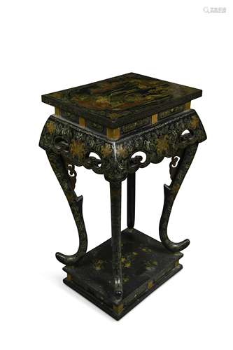 A Chinese black lacquered stand,