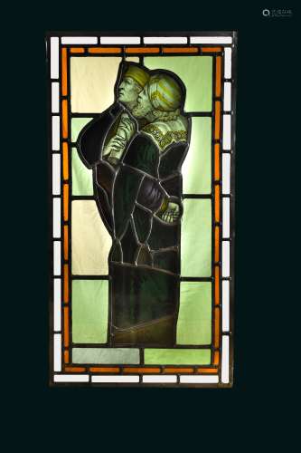 An 18th century stained glass panel,