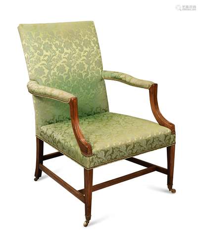 A George III mahogany Gainsborough library armchair,