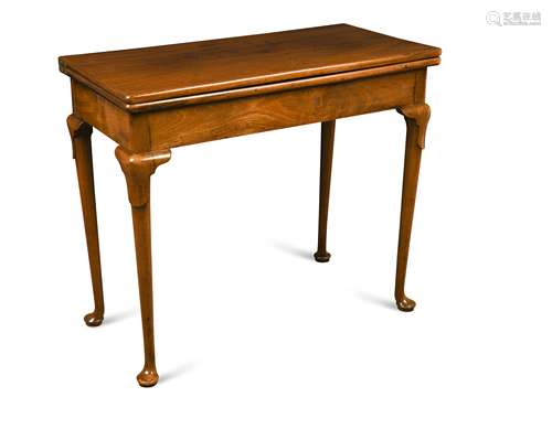 A late George II mahogany fold-over tea table,