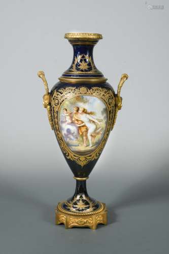 A Sévres two-handled ormolu and gilt metal mounted vase, circa 1900,