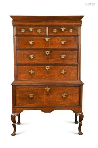 A Colonial 'red walnut' tallboy, 18th century,