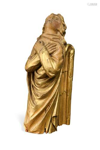 A carved and gilded pine angel, probably 18th century,