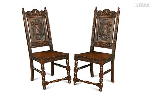 Six carved oak chairs in the 18th century style 107 x 46 x 43cm