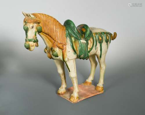 A Tang Dynasty style pottery standing horse,