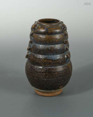 A Chinese brown phosphatic glazed pottery jar, Tang Dynasty style,