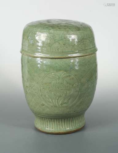 A Chinese celadon garden seat, Ming Dynasty, 16th century,