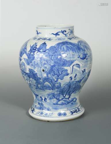 A Chinese blue and white porcelain vase, late Qing Dynasty, circa 1880,