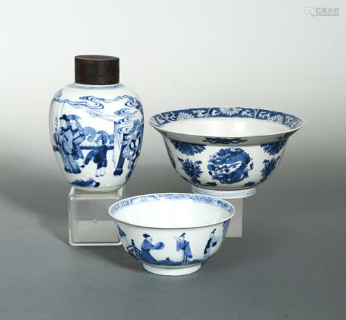 A Chinese blue and white porcelain klapmuts bowl, Qing Dynasty, Kangxi period,