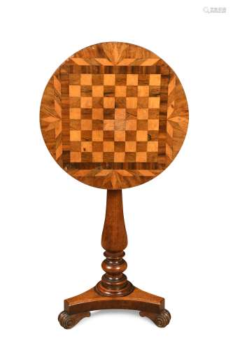 A late Regency mahogany and rosewood pedestal table,