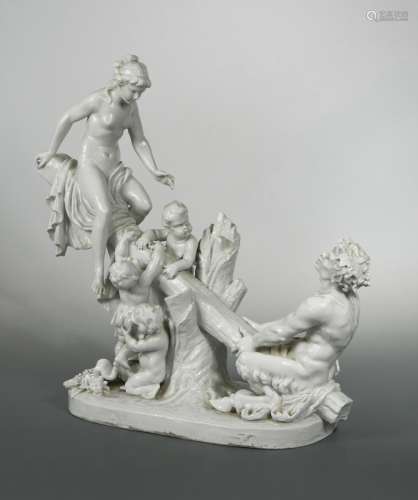 A Naples white glazed porcelain figural group,