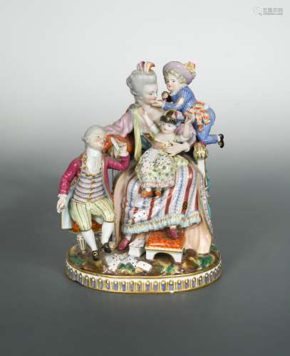 A 19th century Meissen figure group of The Good Mother,