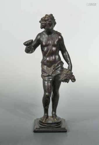 A bronze figure of Bacchus after Michelangelo, probably 17th century,