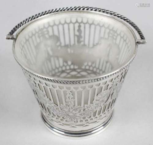 A mid-Victorian silver sugar basket modelled as a pail,