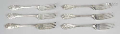 A set of six late Victorian silver table forks,