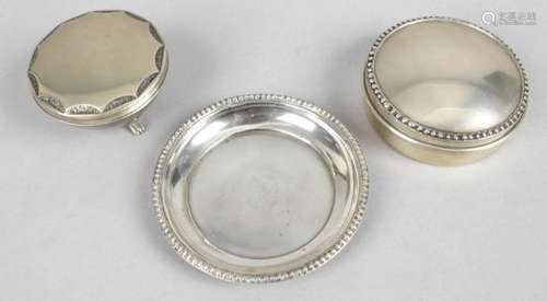 A Portuguese silver circular lidded pot and a similar dish,