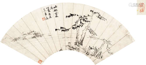 赵之谦（1829～1884）拟倪云林山水 镜片 水墨纸本