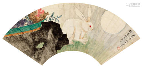 江寒汀（1903～1963）1951年作 中秋清供 镜片 设色纸本