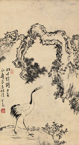 溥儒（1896～1963）松鹤寿昌 立轴 水墨纸本