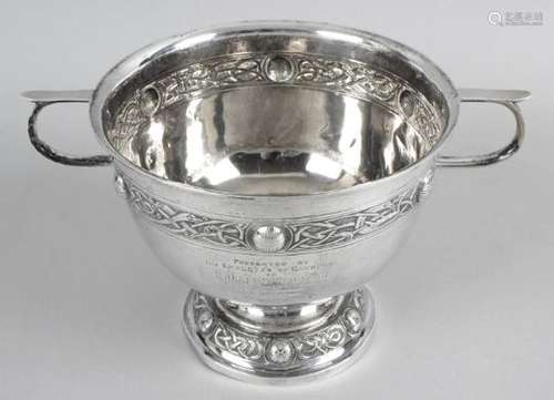 An Edwardian Irish silver twin-handled pedestal bowl,