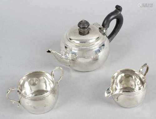 A 1920's silver three piece bachelor tea service,