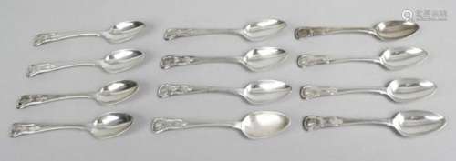 A set of twelve George IV Scottish silver King's pattern teaspoons.