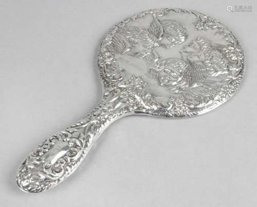 A silver mounted hand-held mirror,