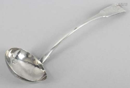 A William IV Irish silver soup ladle,