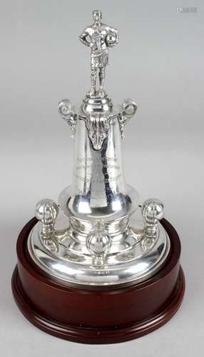 A 1920's silver football trophy by Walker & Hall,