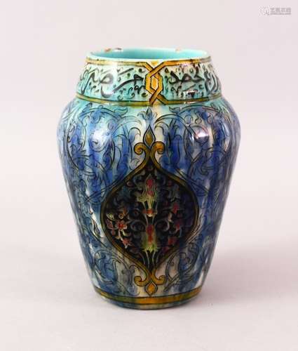 A FINE IZNIC ISLAMIC GLAZED STYLE SIGNED AND DATED POTTERY VASE, signed and dated 1915 underside,