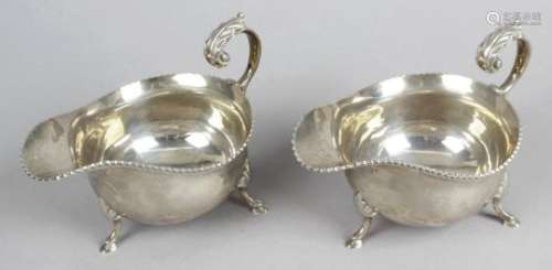 A pair of late 1930's silver sauce boats,