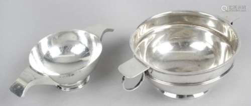 A mid-20th century silver quaich bowl,