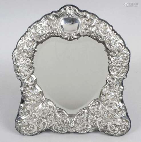 A modern silver mounted dressing table mirror of easel back form,