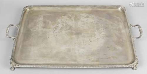 A large mid-20th century silver twin-handled tray,