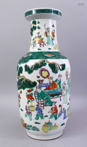 A GOOD 19TH CENTURY CHINESE FAMILLE ROSE PORCELAIN LAMP VASE, with dragonfly and native floral