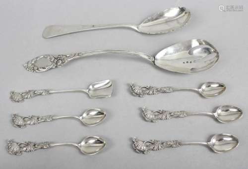 A set of six Portuguese silver tea or coffee spoons,