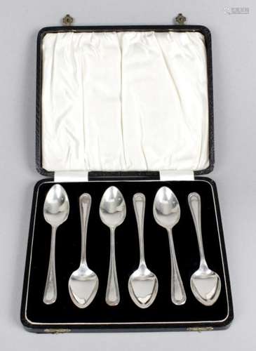 A cased set of six 1930's silver teaspoons,