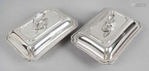 A pair of silver plated entrée dishes,