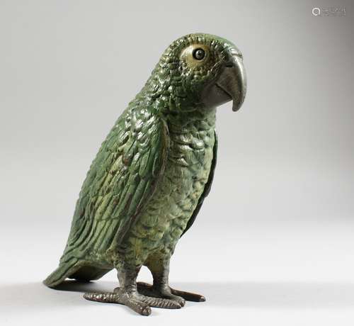 A COLD PAINTED BRONZE PARROT. 6ins high.