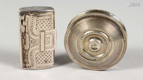 A GEORGE III ENGRAVED SNUFF BOX, Birmingham 1818, Maker: Samuel Pemberton and A DUTCH CIRCULAR SNUFF