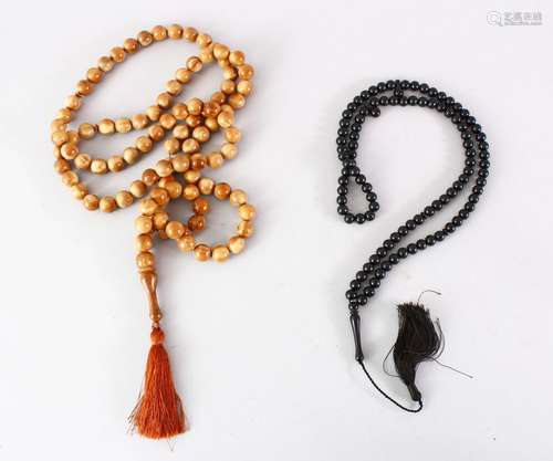 TWO GOOD SETS OF ISLAMIC ROSARY / PRAYER ZIKIR BEADS, The larger set measuring approx 160cm total.