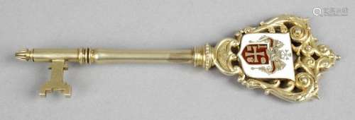 An Edwardian silver-gilt presentation key,