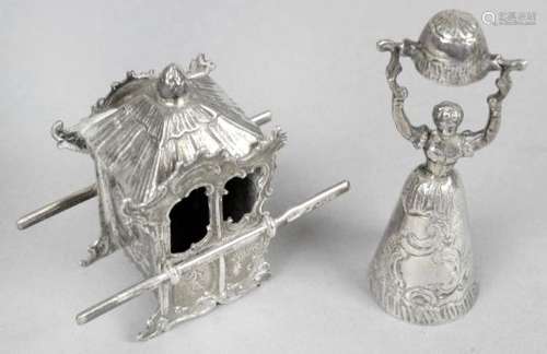 Two silver import miniatures or toys,