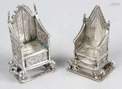 An Edwardian silver miniature or toy modelled as a Coronation chair,