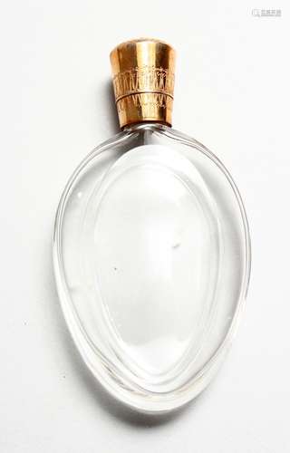 A CUT GLASS SCENT BOTTLE, with 18ct gold top. 3.5ins high.